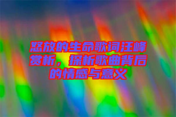 怒放的生命歌詞汪峰賞析，探析歌曲背后的情感與意義