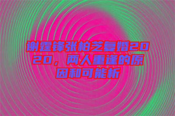 謝霆鋒張柏芝復(fù)婚2020，兩人重逢的原因和可能析