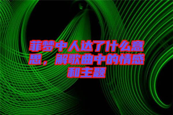 菲夢中人達(dá)了什么意思，解歌曲中的情感和主題