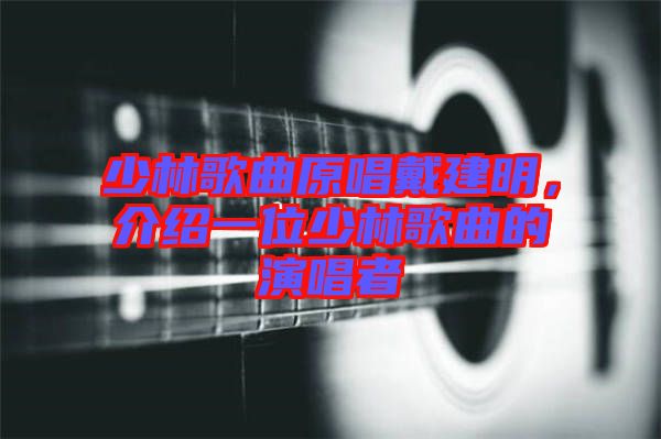 少林歌曲原唱戴建明，介紹一位少林歌曲的演唱者