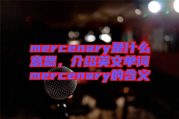 mercenary是什么意思，介紹英文單詞mercenary的含義