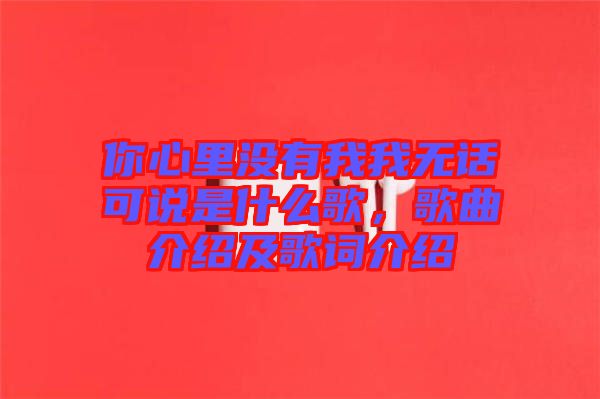 你心里沒有我我無話可說是什么歌，歌曲介紹及歌詞介紹