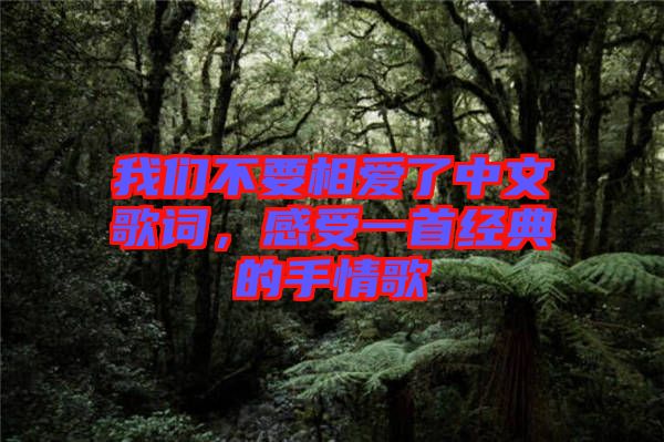 我們不要相愛了中文歌詞，感受一首經典的手情歌