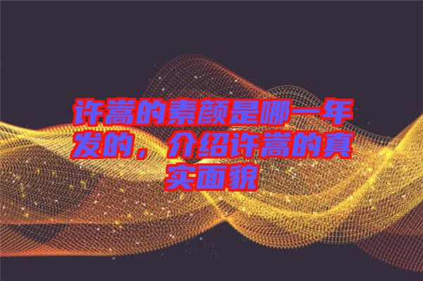 許嵩的素顏是哪一年發(fā)的，介紹許嵩的真實面貌