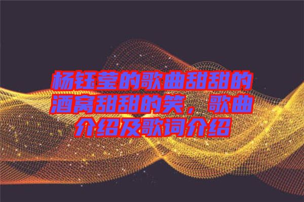 楊鈺瑩的歌曲甜甜的酒窩甜甜的笑，歌曲介紹及歌詞介紹