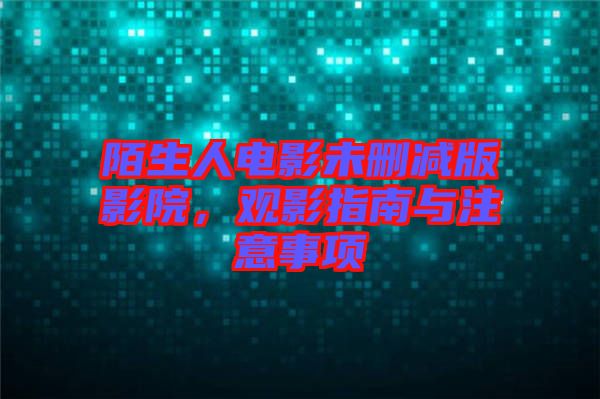 陌生人電影未刪減版影院，觀影指南與注意事項(xiàng)