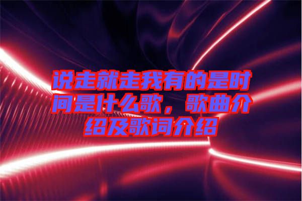 說走就走我有的是時(shí)間是什么歌，歌曲介紹及歌詞介紹