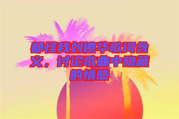 都怪我劉德華歌詞含義，討論歌曲中隱藏的情感