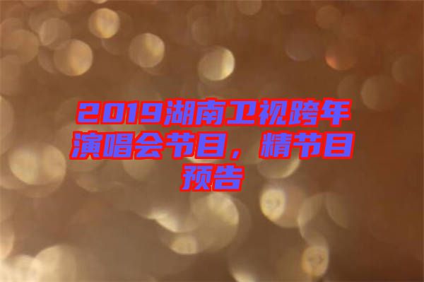 2019湖南衛(wèi)視跨年演唱會(huì)節(jié)目，精節(jié)目預(yù)告