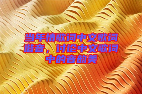 當年情歌詞中文歌詞諧音，討論中文歌詞中的音韻美