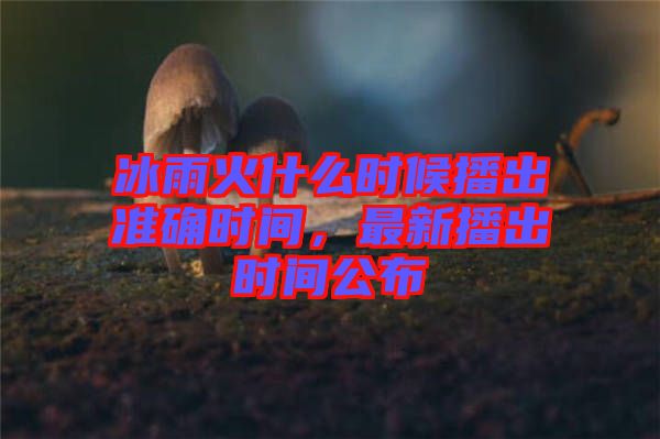 冰雨火什么時候播出準(zhǔn)確時間，最新播出時間公布