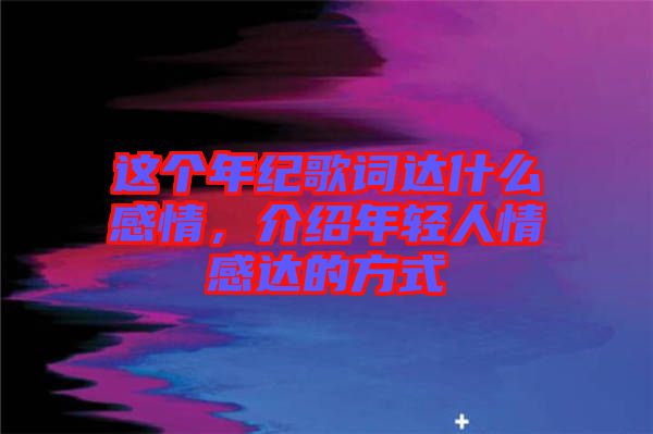 這個年紀歌詞達什么感情，介紹年輕人情感達的方式