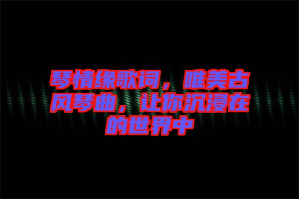 琴情緣歌詞，唯美古風琴曲，讓你沉浸在的世界中