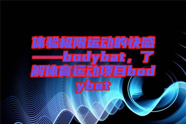 體驗極限運動的快感——bodybat，了解體育運動項目bodybat