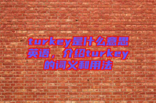 turkey是什么意思英語，介紹turkey的詞義和用法