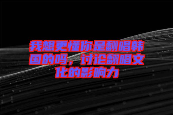 我想更懂你是翻唱韓國(guó)的嗎，討論翻唱文化的影響力