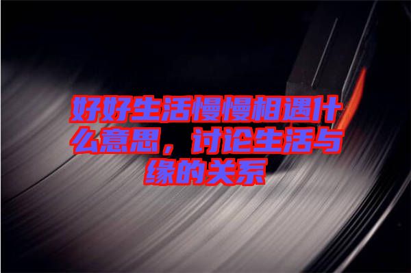 好好生活慢慢相遇什么意思，討論生活與緣的關系