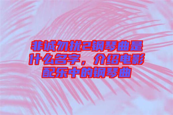 非誠勿擾2鋼琴曲是什么名字，介紹電影配樂中的鋼琴曲