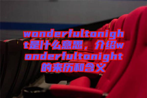 wonderfultonight是什么意思，介紹wonderfultonight的來歷和含義