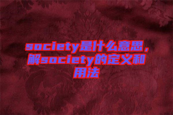 society是什么意思，解society的定義和用法