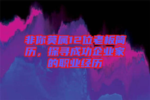 非你莫屬12位老板簡歷，探尋成功企業(yè)家的職業(yè)經(jīng)歷