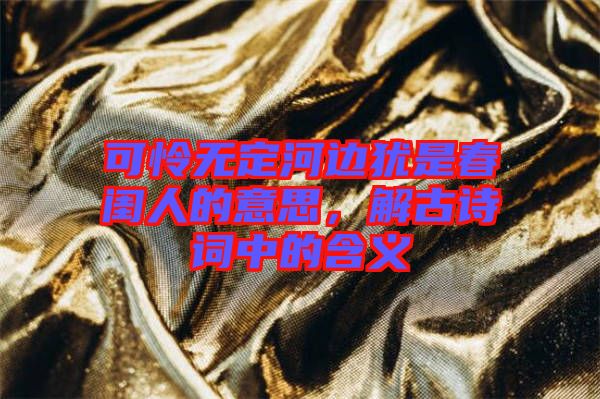 可憐無(wú)定河邊猶是春閨人的意思，解古詩(shī)詞中的含義