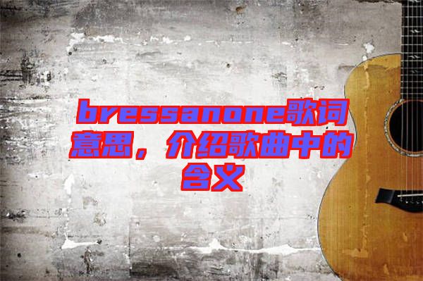 bressanone歌詞意思，介紹歌曲中的含義