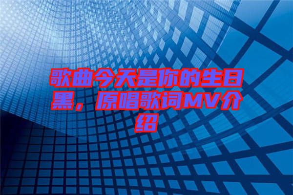 歌曲今天是你的生日黑，原唱歌詞MV介紹