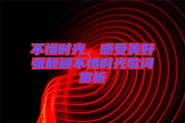 不惜時光，感受美好張靚穎不惜時光歌詞賞析