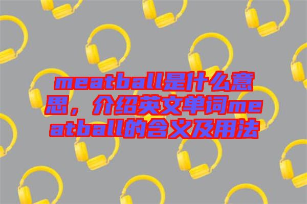 meatball是什么意思，介紹英文單詞meatball的含義及用法