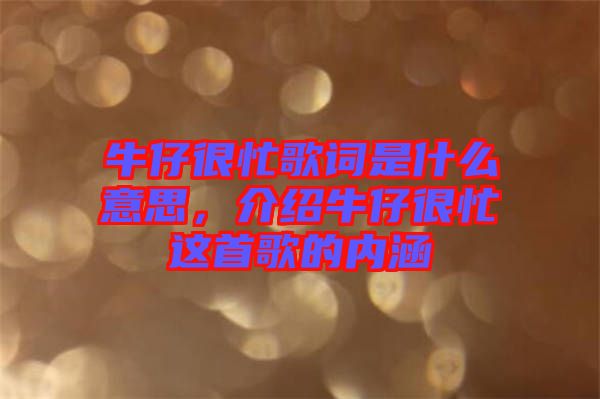 牛仔很忙歌詞是什么意思，介紹牛仔很忙這首歌的內涵