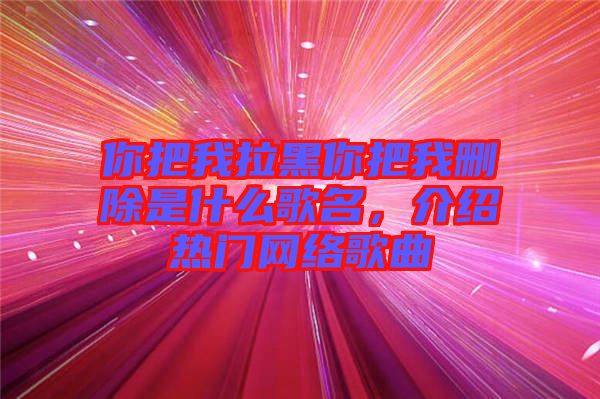 你把我拉黑你把我刪除是什么歌名，介紹熱門網(wǎng)絡(luò)歌曲