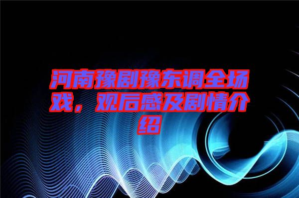 河南豫劇豫東調全場戲，觀后感及劇情介紹