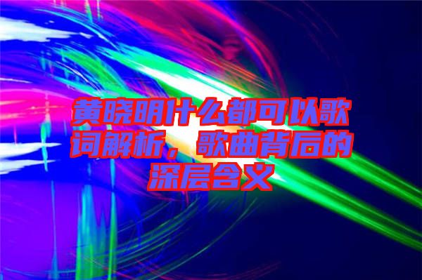 黃曉明什么都可以歌詞解析，歌曲背后的深層含義