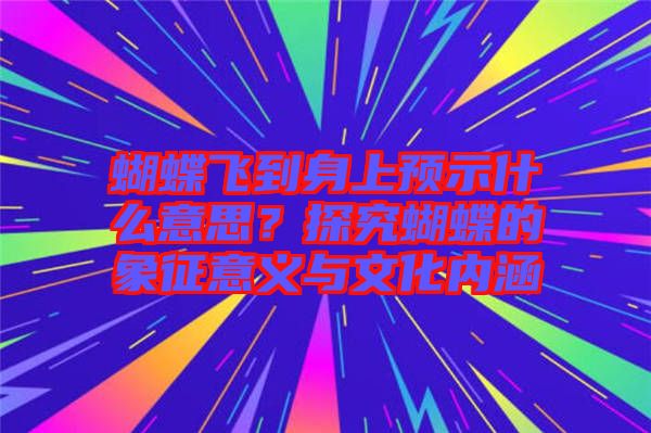 蝴蝶飛到身上預(yù)示什么意思？探究蝴蝶的象征意義與文化內(nèi)涵