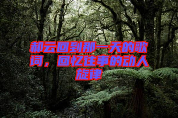 郝云回到那一天的歌詞，回憶往事的動(dòng)人旋律