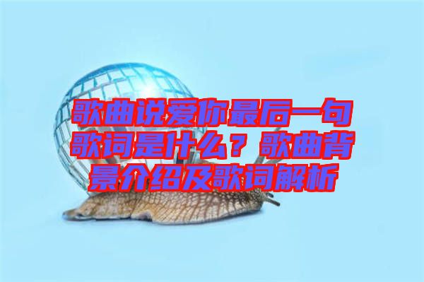 歌曲說愛你最后一句歌詞是什么？歌曲背景介紹及歌詞解析