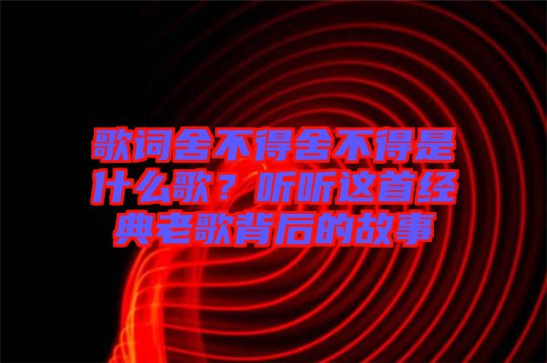 歌詞舍不得舍不得是什么歌？聽聽這首經(jīng)典老歌背后的故事