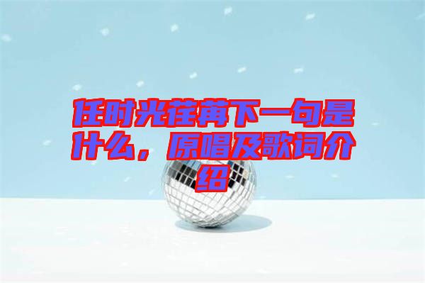 任時(shí)光荏苒下一句是什么，原唱及歌詞介紹