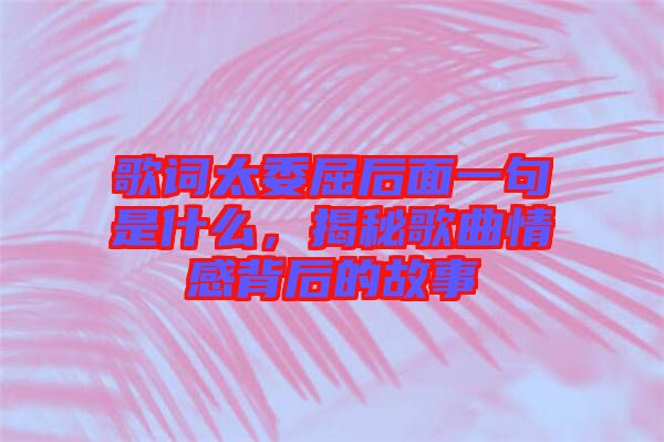 歌詞太委屈后面一句是什么，揭秘歌曲情感背后的故事