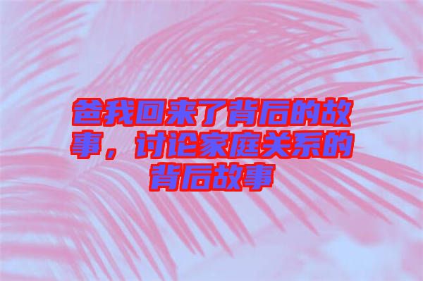 爸我回來了背后的故事，討論家庭關(guān)系的背后故事