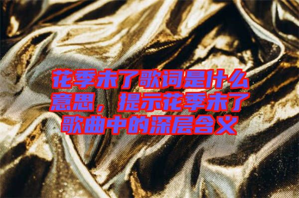 花季未了歌詞是什么意思，提示花季未了歌曲中的深層含義