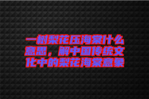 一樹梨花壓海棠什么意思，解中國傳統(tǒng)文化中的梨花海棠意象