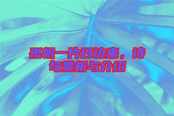 孤帆一片日邊來，詩句賞析與介紹