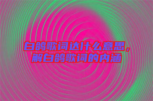 白鴿歌詞達(dá)什么意思，解白鴿歌詞的內(nèi)涵