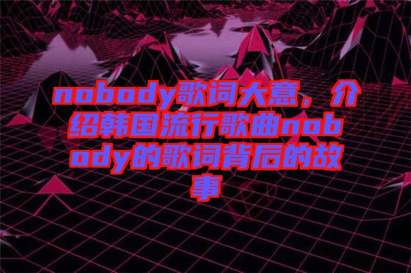 nobody歌詞大意，介紹韓國流行歌曲nobody的歌詞背后的故事