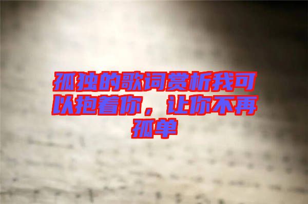 孤獨的歌詞賞析我可以抱著你，讓你不再孤單