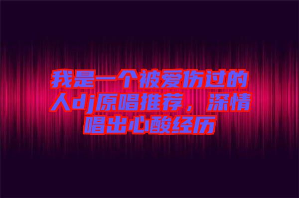 我是一個(gè)被愛傷過的人dj原唱推薦，深情唱出心酸經(jīng)歷