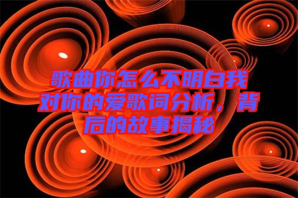 歌曲你怎么不明白我對你的愛歌詞分析，背后的故事揭秘