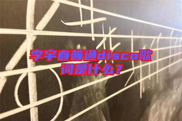 李宇春普通disco歌詞是什么？